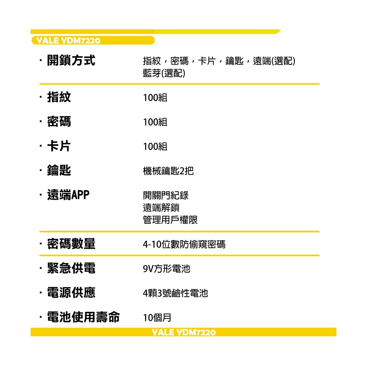 YALE YDM7220 電子鎖